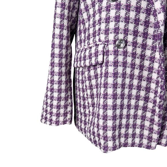 Ellen Tracy Mauve Houndstooth Tweed Blazer Jacket XL Preppy Old Money Coquette - Picture 9 of 11